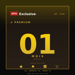 Abonnement IPTV Premium 1 mois 4K + chaînes adultes — Sans engagement | IPTV Exclusive