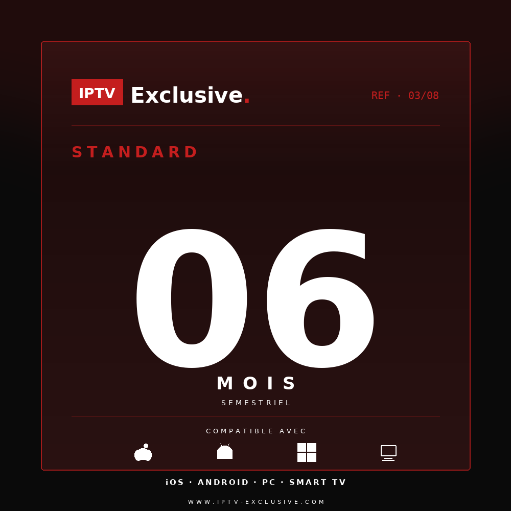 Abonnement IPTV Standard 6 mois — 20 000+ chaînes HD en direct | IPTV Exclusive