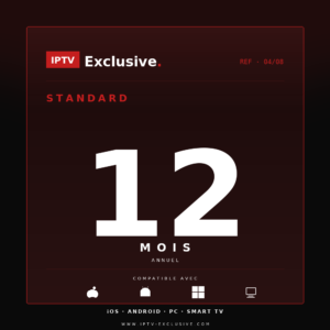Abonnement IPTV Standard 12 mois — 20 000+ chaînes HD France | IPTV Exclusive
